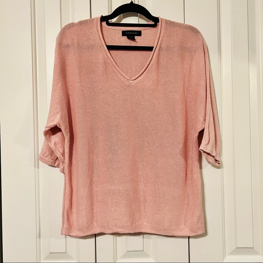 Tahari Pink Linen Sweater